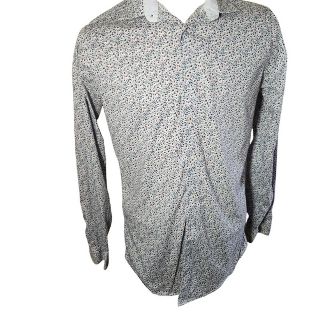 GRAFTON Men's Slim Fit‎ Floral Print Button Down Shirt M